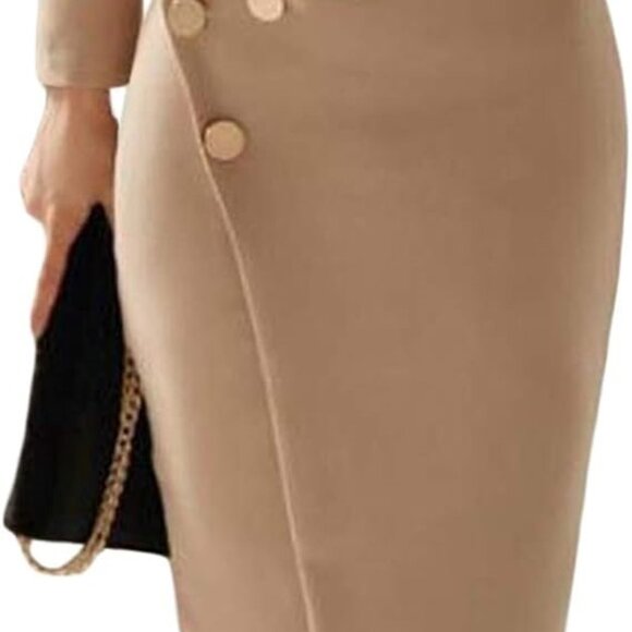 NWOT Lardy Womens Deep V-Neck Bodycon Midi Dress - Picture 4 of 4